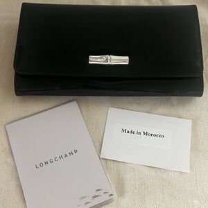 Longchamp Black Clutch with Silver Detail